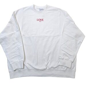 Seint LOVE 02.24 Oversized Crewneck Sweatshirt Women's L White/Red NWT‎